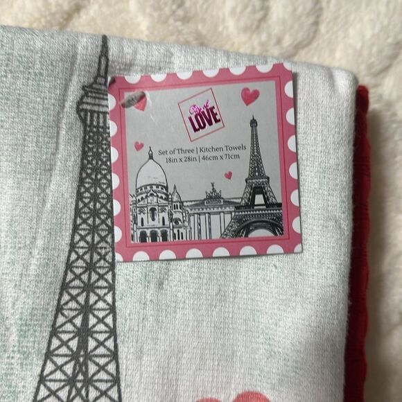 City of LOVE White Graphic PARIS Eiffel Tower Cotton Blend Kitchen Towels 3pk - Picture 11 of 11
